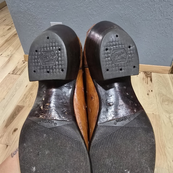 Exotic Justin Vintage Cowboy Western Boots Ostrich Leather - Picture 3 of 5